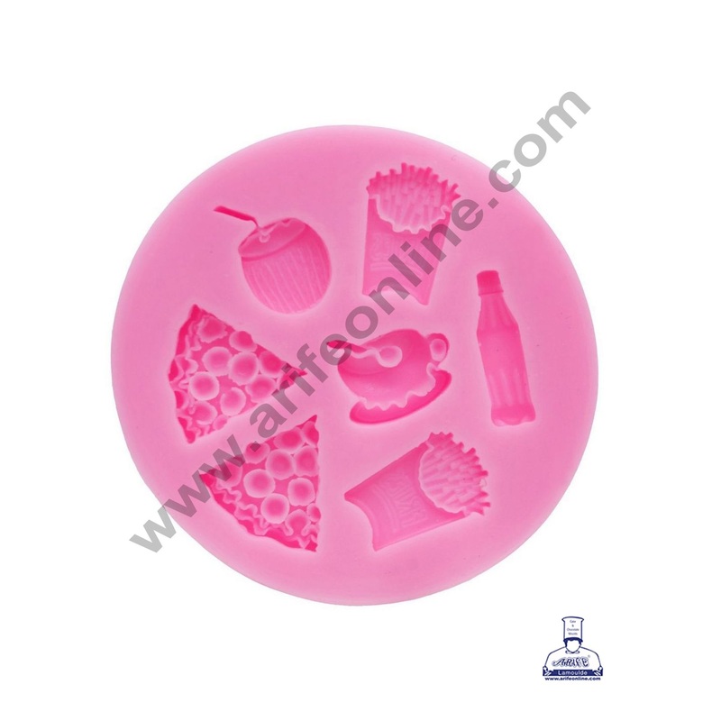 Cake Decor Silicone 7 Cavity Junk Food Shape Pink Fondant Marzipan Mould