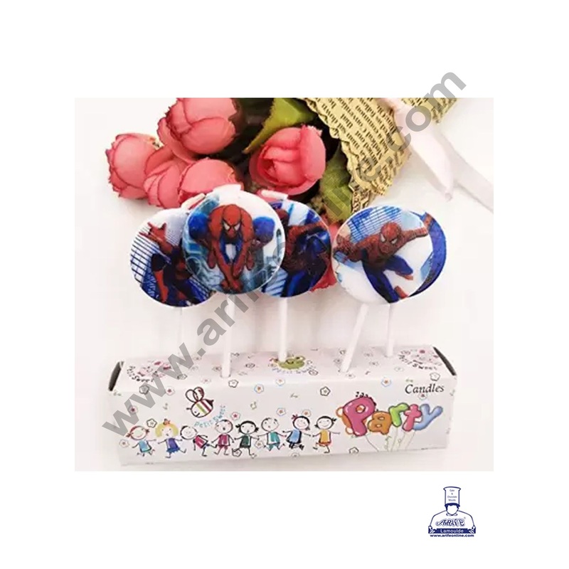 Cake Decor Spiderman Theme Mini Candle for Birthday Party Decoration for Cake and Cupcake ( Set of 5 Pc )