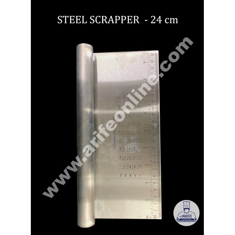 Cake Decor Stainless Steel Large Dough Scrapper with Stainless Steel Handle - 24 cm