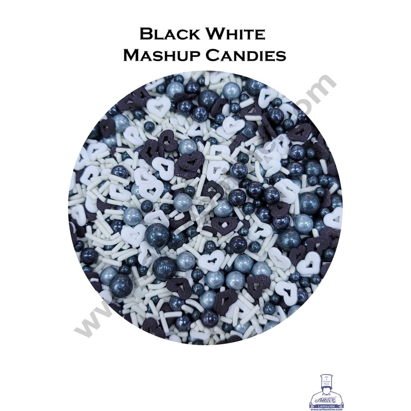 Cake Decor Sugar Candy - Black And White Mashups Candies - 100 gm