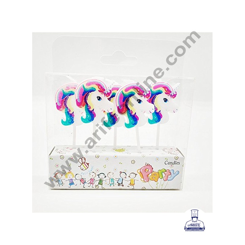 Cake Decor Unicorn Face Theme Mini Candle for Birthday Party Decoration for Cake and Cupcake ( Set of 5 Pc )