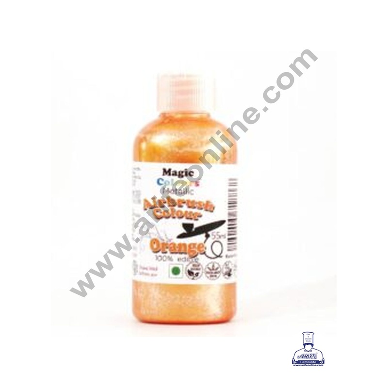 Magic Colours Edible Metallic Airbrush Colour - Orange ( 55ml )