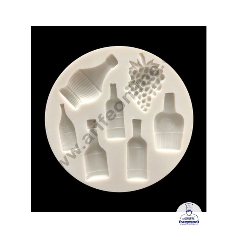Cake Decor Silicone 7 Cavity Beer Bottles With Grapes Shape Fondant Marzipan Mould SBSP-1406Y