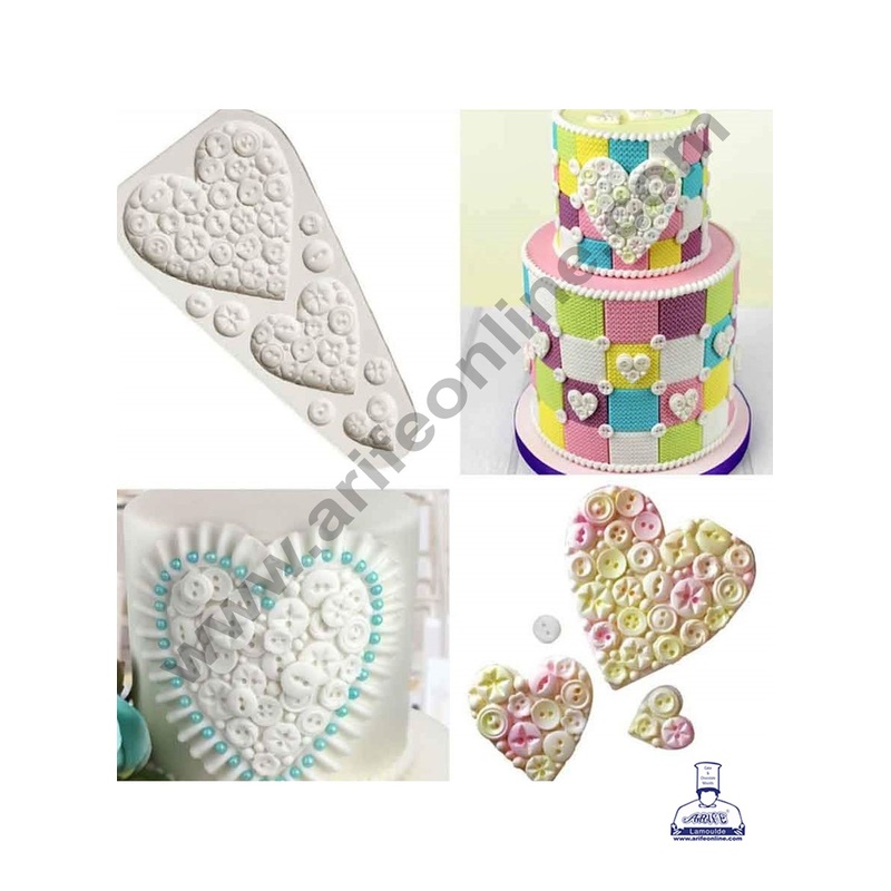 Cake Decor Silicone Heart Button Shape Fondant Marzipan Mould