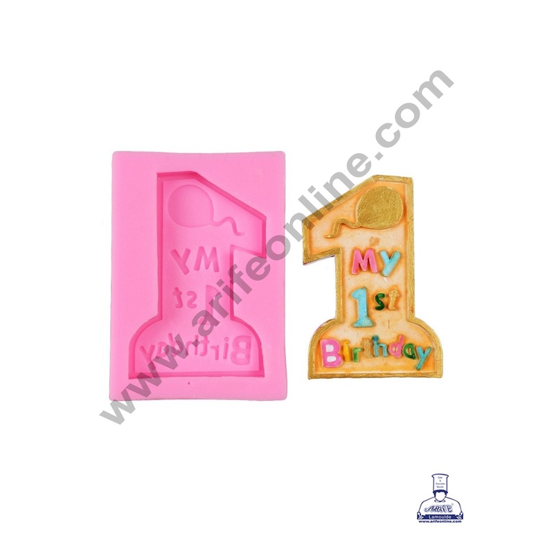 Cake Decor Silicone My 1st Birthday With Balloon 1 Number Shape Fondant Marzipan mould