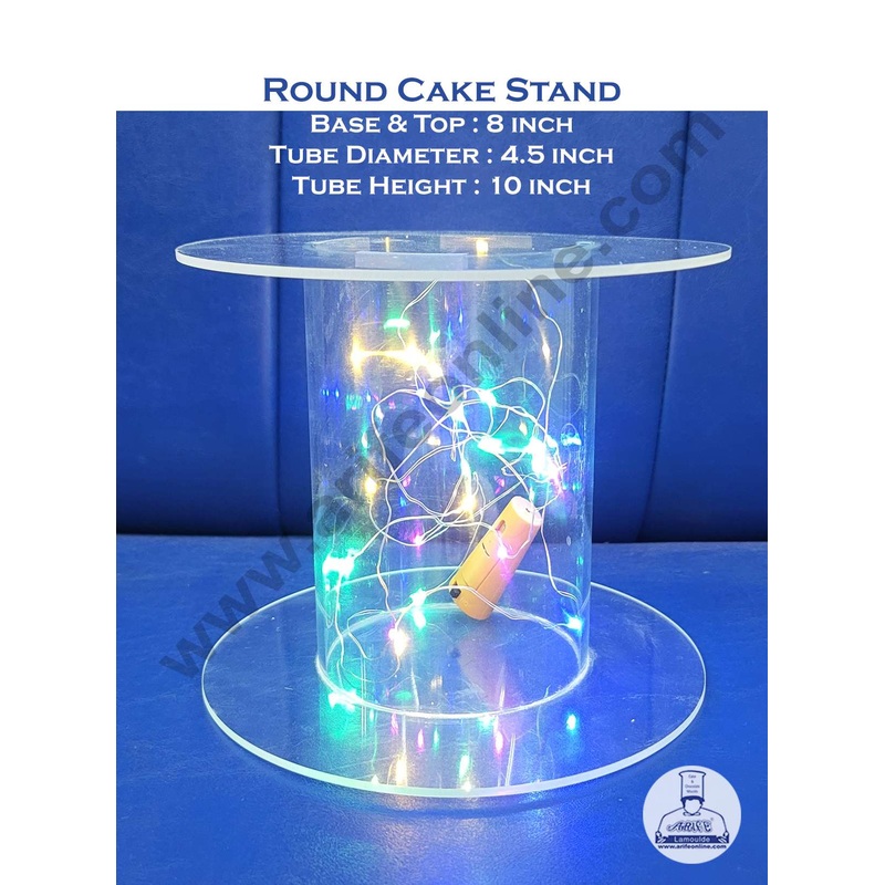 Cake Decor Single Tube Hollow Clear Acrylic Wedding & Party Cake Stand Separators - Round 10 inch Height