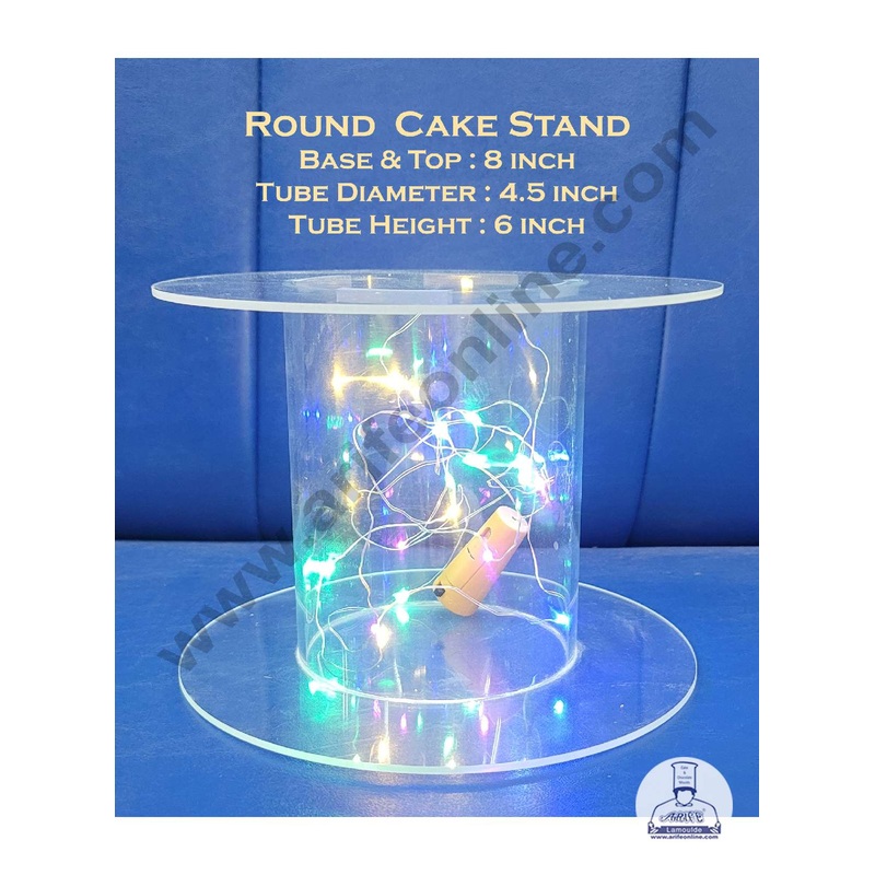 Cake Decor Single Tube Hollow Clear Acrylic Wedding & Party Cake Stand Separators - Round 6 inch Height