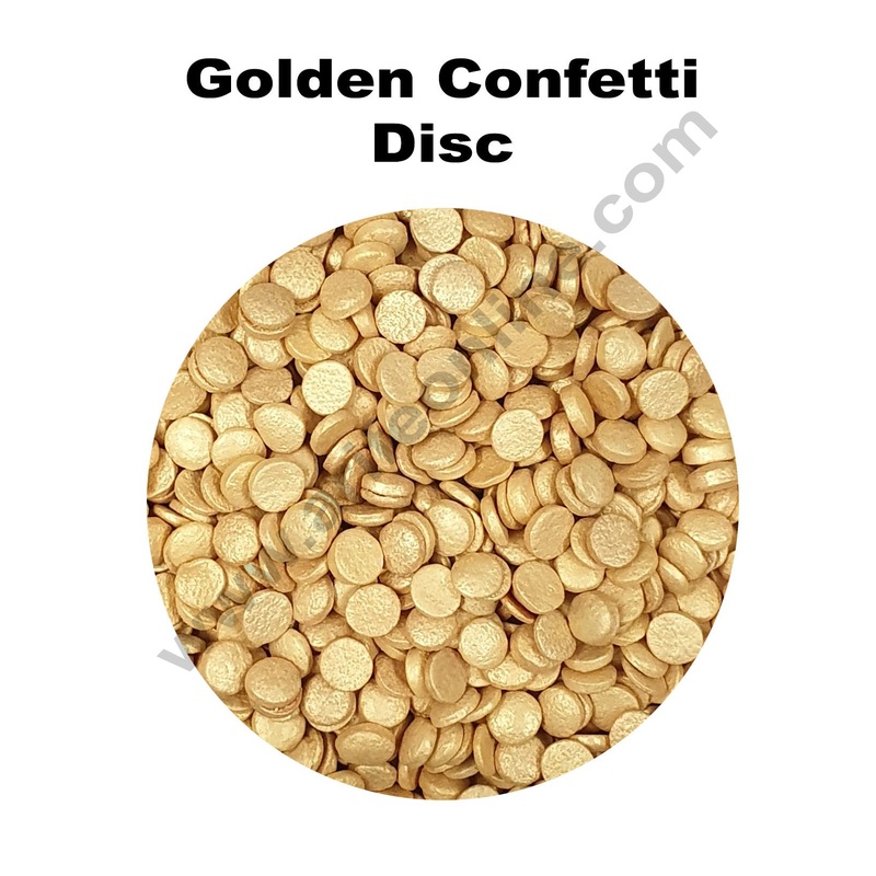 Cake Decor Sugar Candy - Fancy Round Confetti Golden Color - 500 gm
