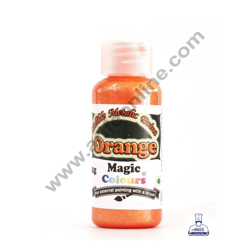 Magic Colours Edible Metallic Paint Colour- Orange (32g)