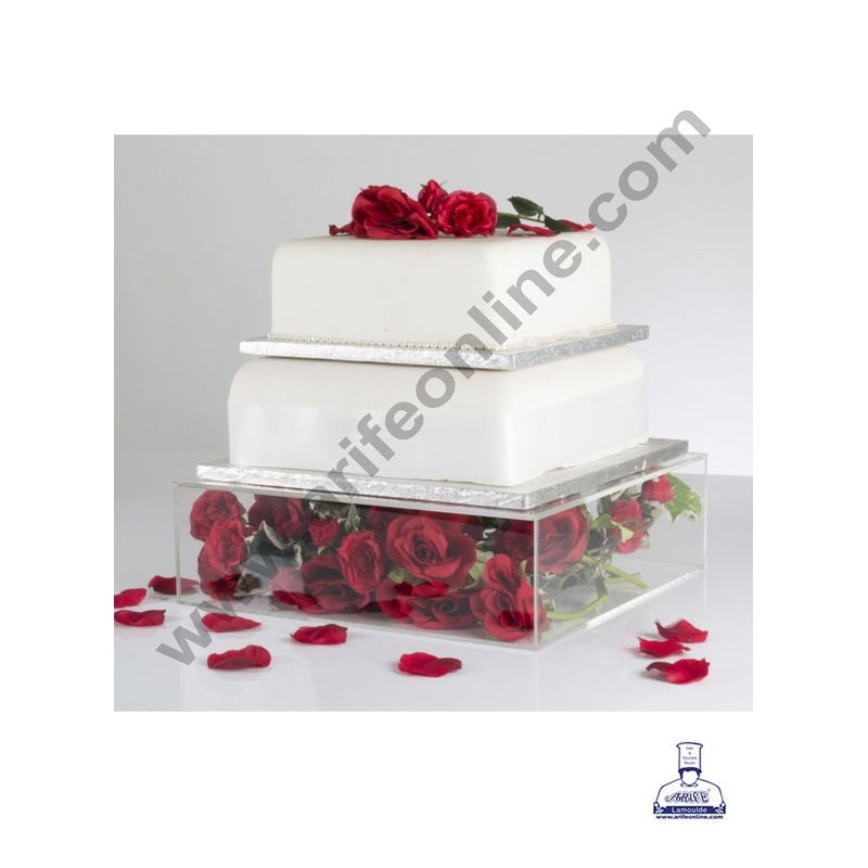 CAKE DECOR SQUARE ACRYLIC SPACER FILL-A-TIER 8" X 4" CLEAR CAKE DISPLAY