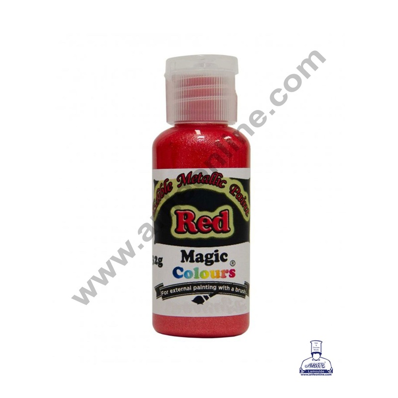 Magic Colours Edible Metallic Paint Colour- Red (32g)