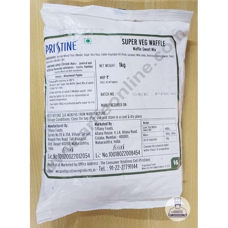 Pristine Cake Premix Super Veg Waffle Sweet Mix Sponge 1 Kg Pack