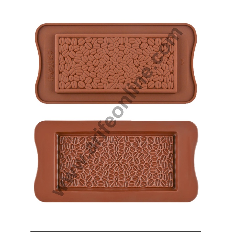 Cake Decor 1 Cavity Coffee Beans Chocolate Bar Shape Silicone Chocolate Mould