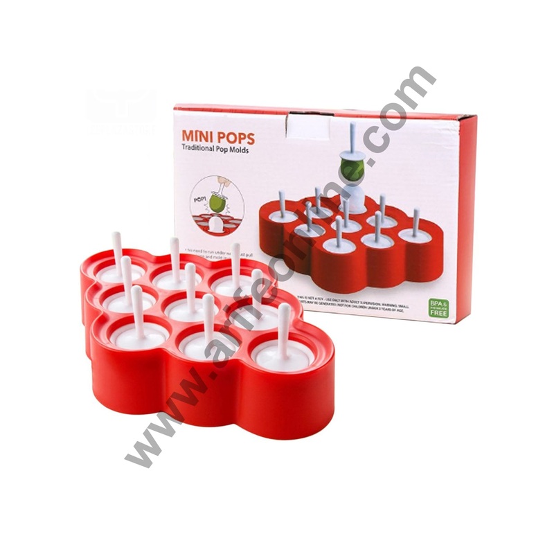 Cake Decor Silicone 9 Cavity  Mini Ice Pop Molds with Sticks and Drip Guards Popsicle Molds Ice Pop Maker