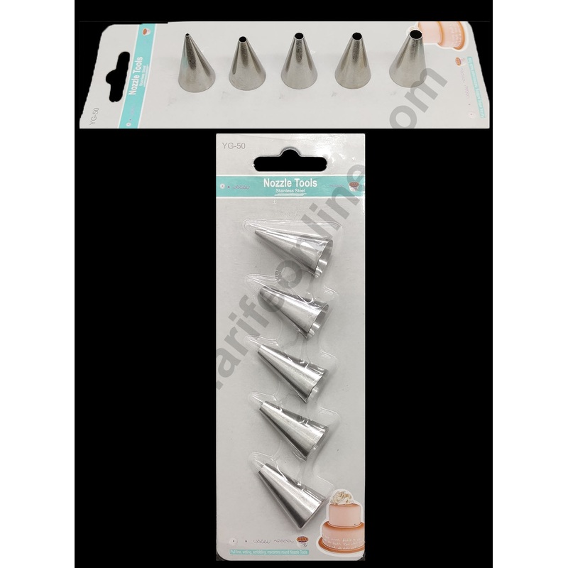 Cake Decor  Stainless Steel 5Pcs Set Writing  Nozzle For Icing,Tips Piping Nozzle For Cake Decorating Tools (SBYG-50)