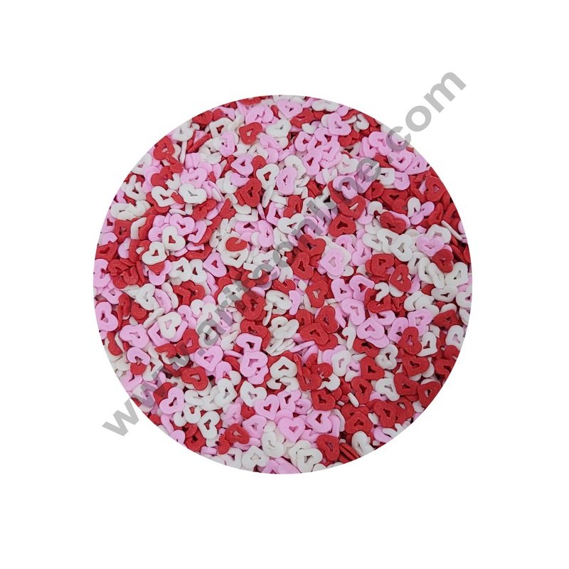 Cake Decor Sugar Candy - Confetti Heart White Red Pink - 500 gm