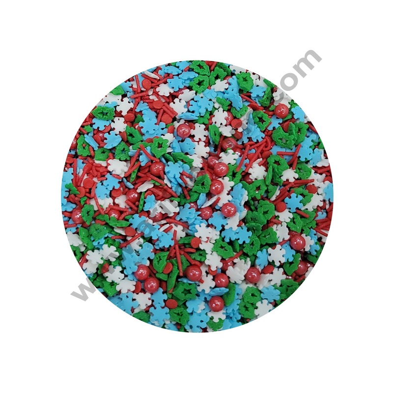 CAKE DECOR Sugar Candy  - Sky Blue White Green Red Mashup Sprinkles and Candy  500 gm