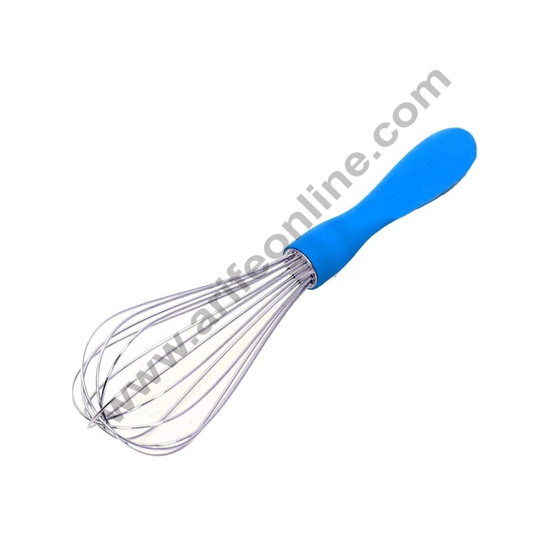Cake Decor Thick Wire Stainless Steel Eggs Beater Whisk With Plastic Handle (Multicolor)