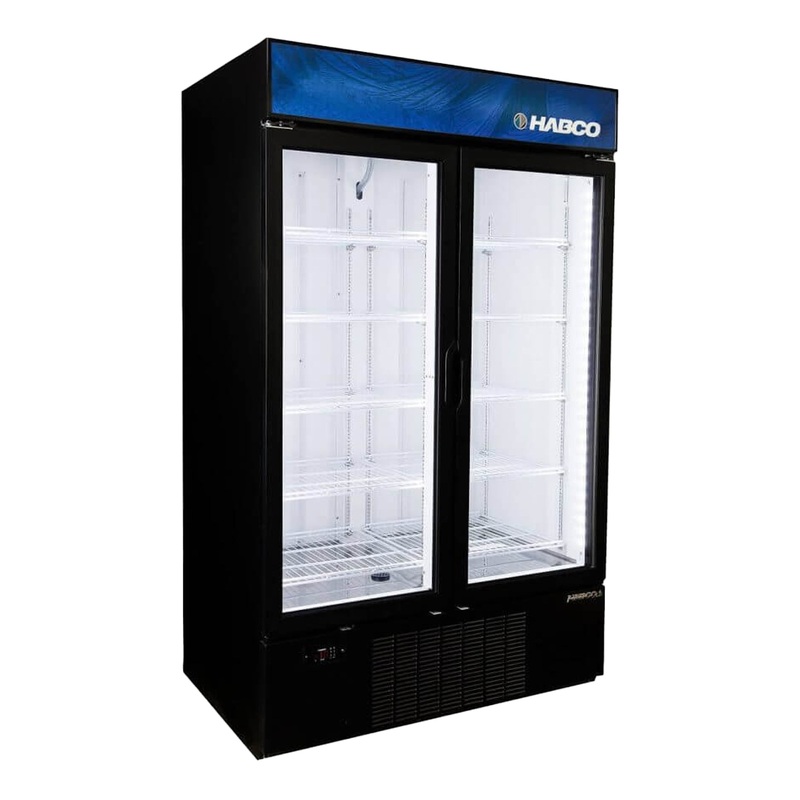 Habco SF46HCBXM Double Glass Swing Door Merchandiser Freezer, 48", 115V