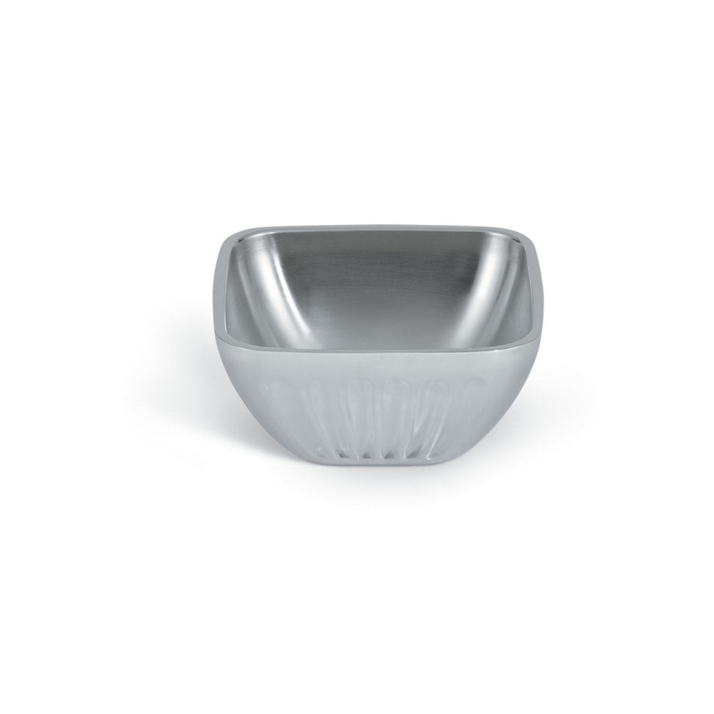 Vollrath Double-Wall Square Fluted Bowl, 0.75 qt, Stainless Steel