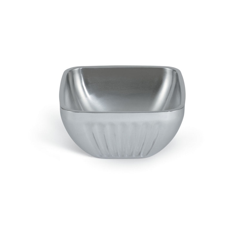 Vollrath Double-Wall Square Fluted Bowl, 1.8 qt, Stainless Steel