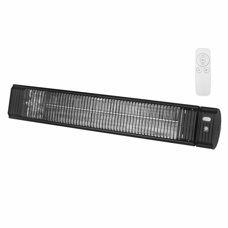 Aura Wall Mounted Infrared Patio Heater, Remote Operated, 39", 208/240V, 3000W, Black Aluminum