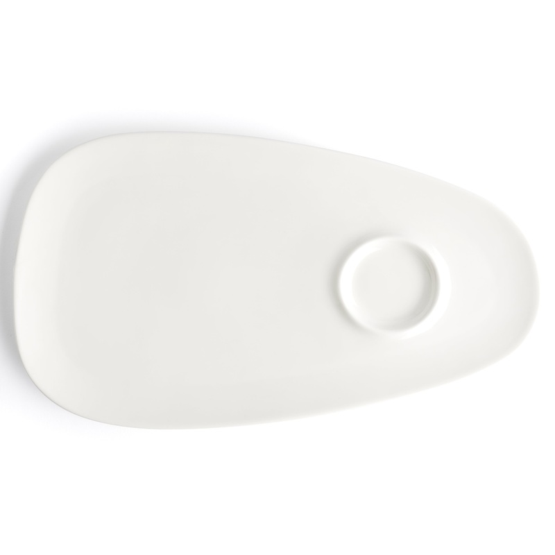 Browne Foundation Oval Plate with Well, 13.25" x 7.5", White (12-pack)