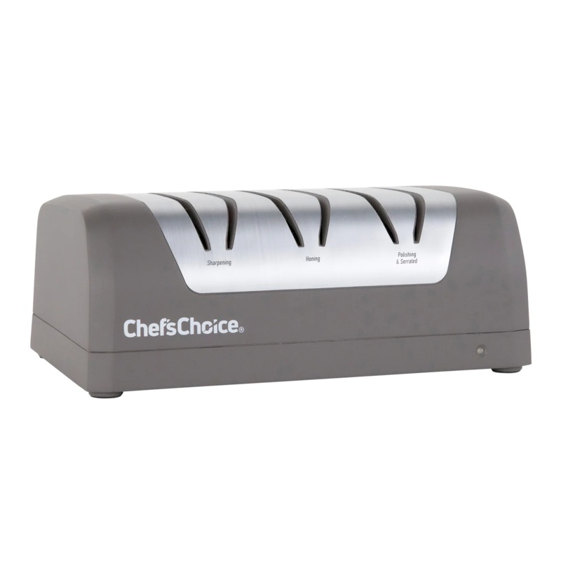Chef'sChoice Model DC 320 Rechargeable Electric Knife Sharpener, 3 Stages, 20 Degree Edges, Grey, 120V