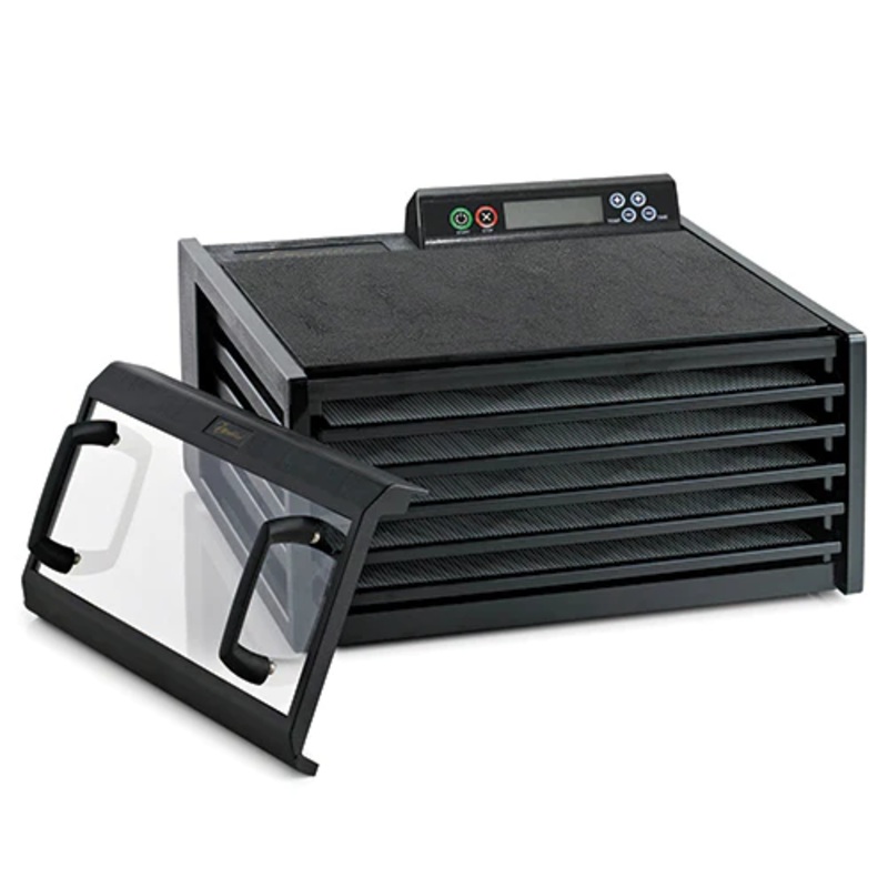Excalibur Deluxe Digital Dehydrator with Timer, 5 Trays, Clear Door, Black, 120V