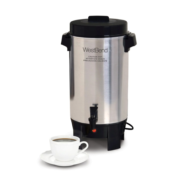 West Bend Coffee Urn, 42 Cup, Polished Aluminum