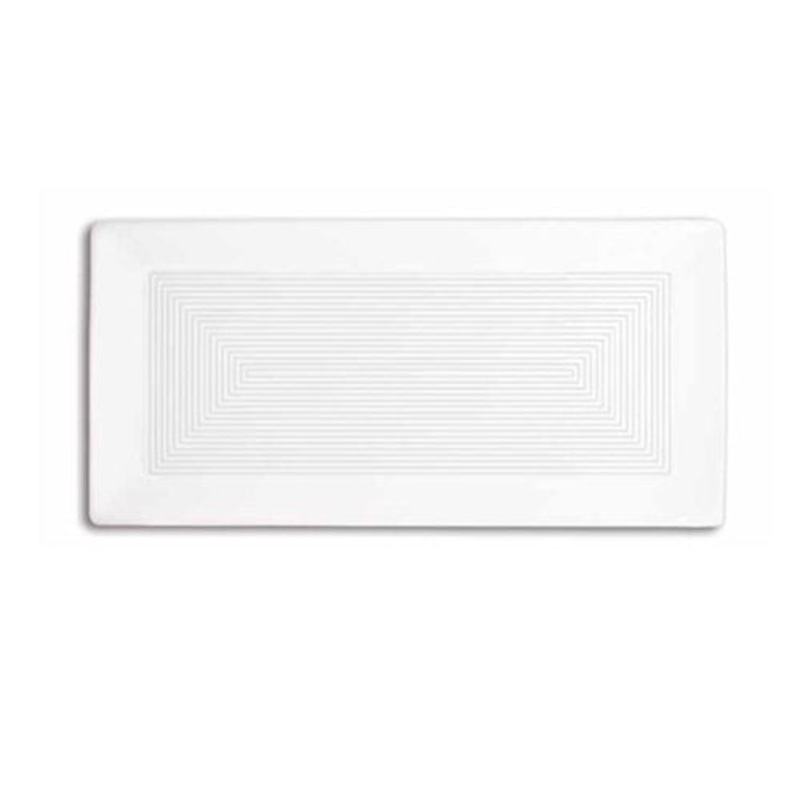 Front of the House Spiral Rectangular Plate, 14" x 7", White (4-pack)