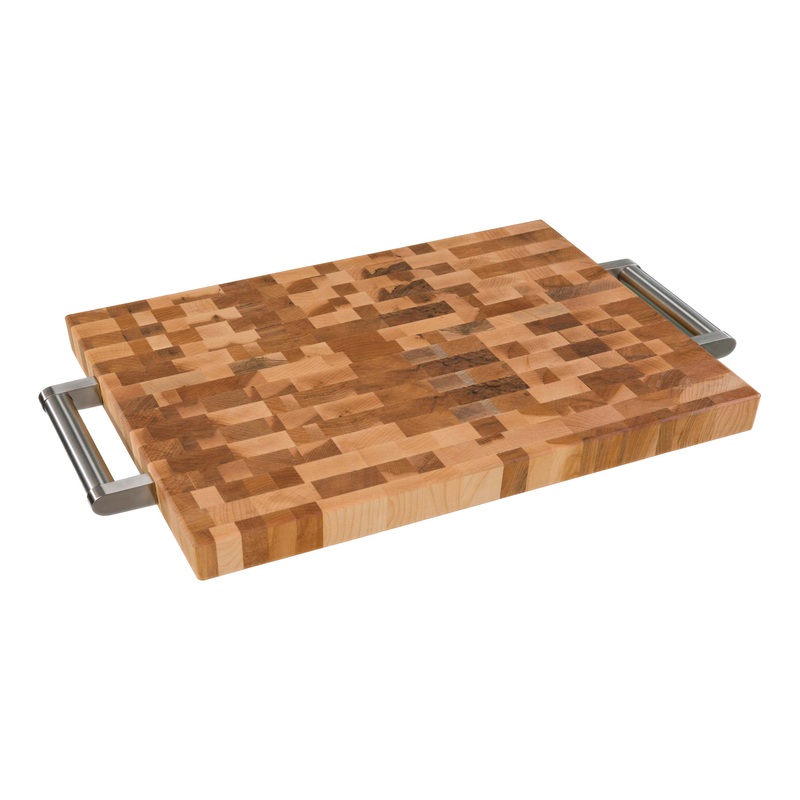 Labell Butcher Block with Handles, 13" X 18" x 1.25", End Grain Maple