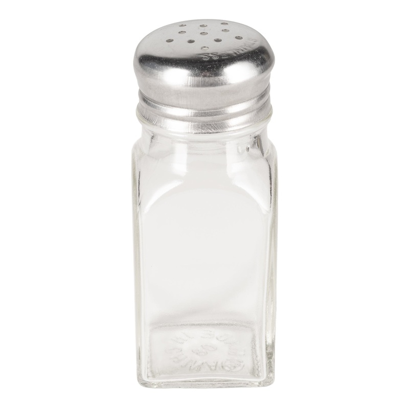 Rabco Salt & Pepper Shaker, 2 oz, Glass/Stainless Steel