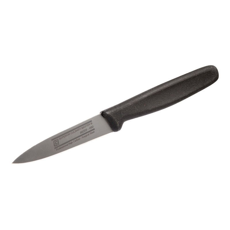 Canada Cutlery Euro Culinary Paring Knife, 3 1/2", Black Handle