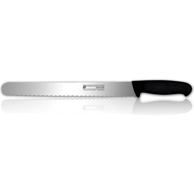Canada Cutlery Euro Culinary Slicing Knife, Scalloped, 12", Black Handle