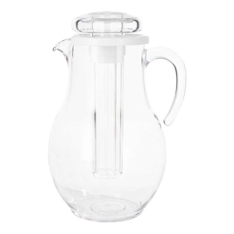 Service Ideas Pitcher with Ice Tube, 3.3 L, Clean SAN Plastic