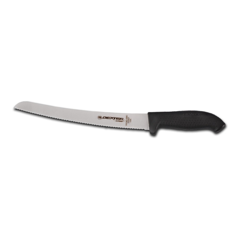 Dexter SofGrip Bread Knife, Scalloped Edge, 10", Black Handle