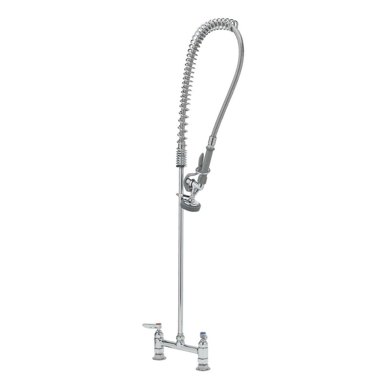 T&S B-0123 8" Deck Mount Pre-Rinse Faucet, 44" Flexible Hose, Lever Handles