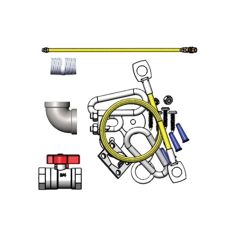 T&S Saf-T-Link 3/4" x 48" Gas Hose Kit w/ Quick-Disconnect & FF Elbow