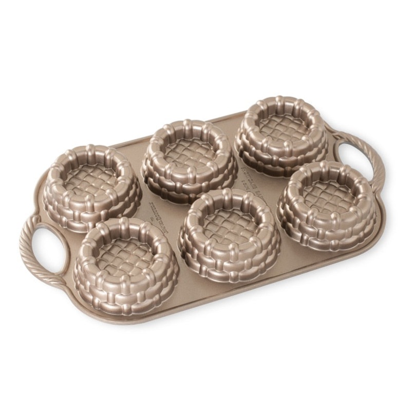 Nordic Ware Shortcake Basket Pan, 6 x 1/2 cup, Cast Aluminum Toffee Finish, FINAL SALE