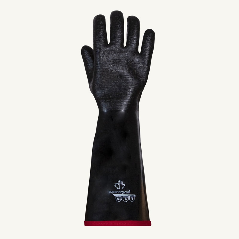Superior Glove Chemstop Heavy Duty Neoprene Fryer Gloves, 18", Black