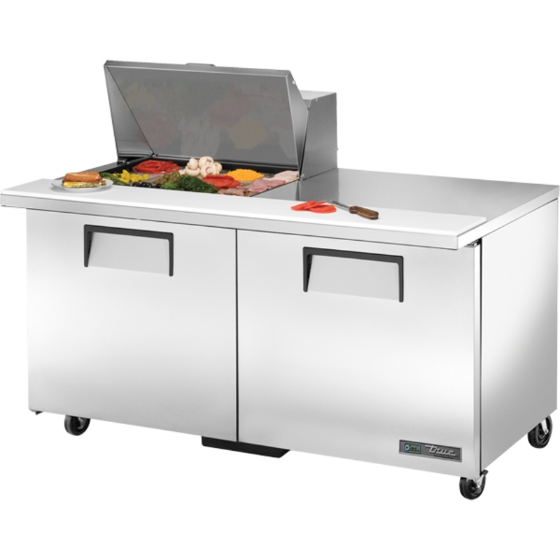 True Mega Top Double Door 12 Pan Sandwich/Salad Prep Table, 60", 115/60/1