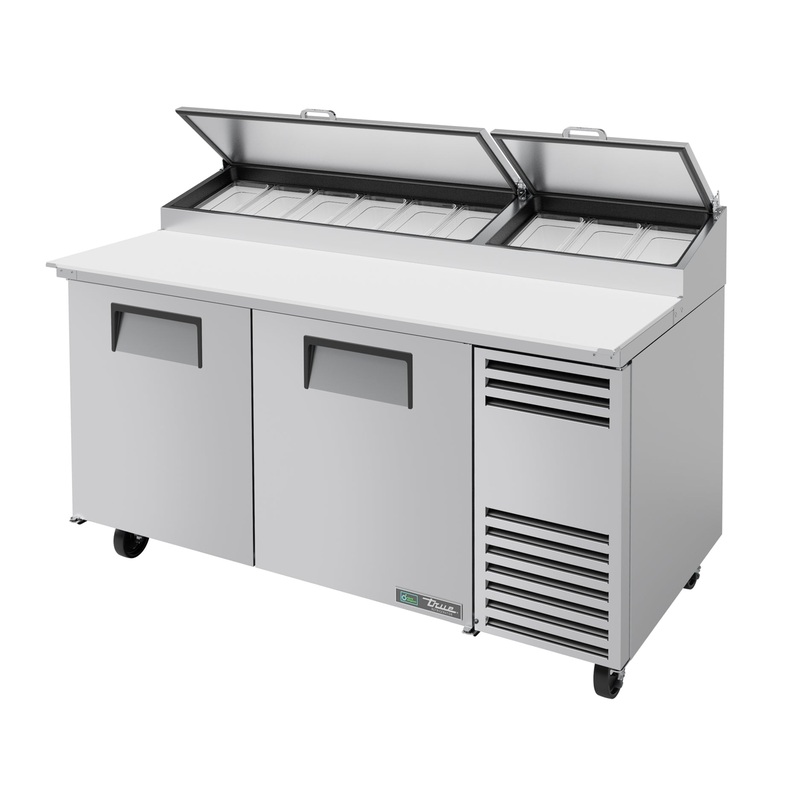 True Solid Double Door Alternate Top Pizza Prep Table, 67"