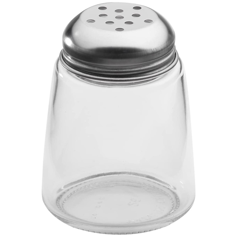 American Metalcraft Cheese Shaker, Perforated Top, 8 oz, Glass/Stainless Steel