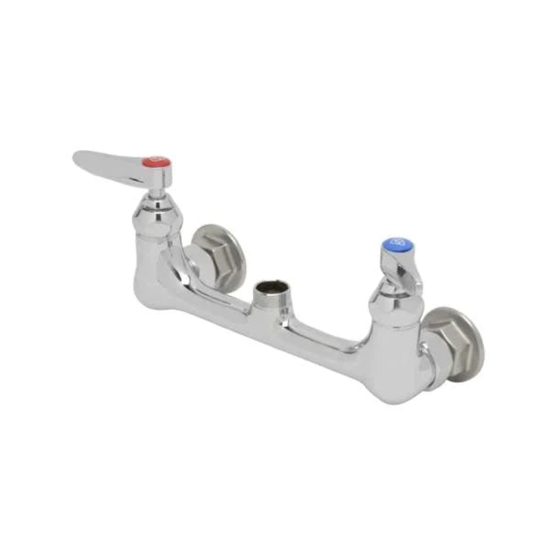T&S Double Pantry Wall Mount Faucet Base, 8" Centers, Lever Handles