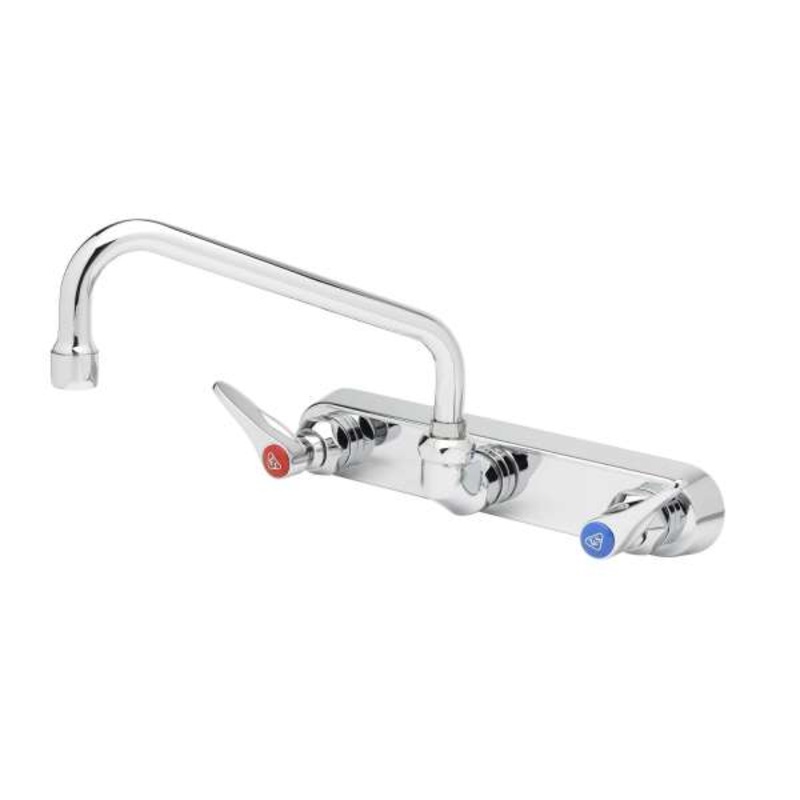 T&S Wall Mount Workboard Faucet, 8" Centers, 12" Nozzle, Lever Handles
