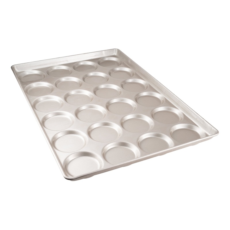 Chicago Metallic Hamburger Bun Pan, 24 x 4.25" Diameter Moulds, Glazed Aluminized Steel