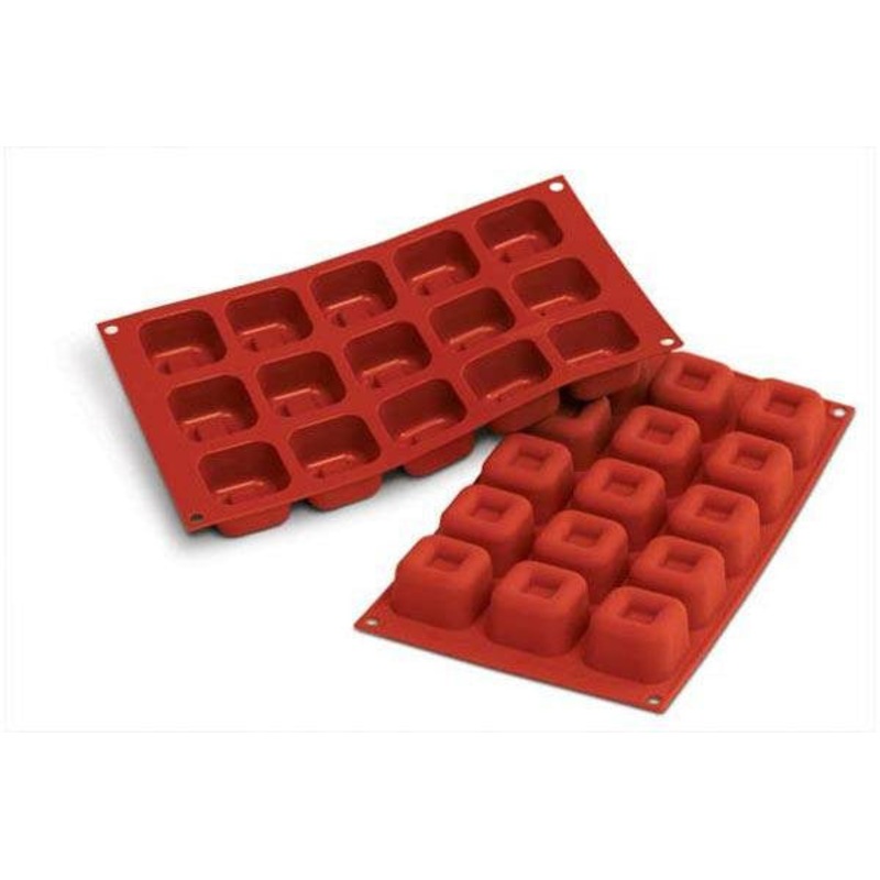 Silikomart Medium Square Savarin Mold, Red Silicone