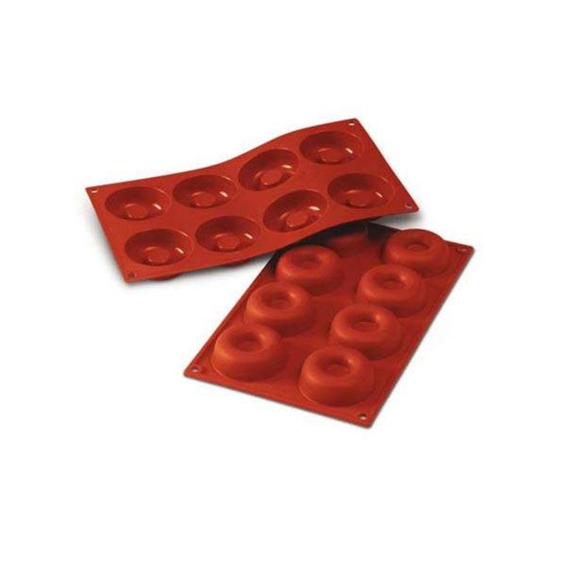 Silikomart Round Savarin Mold, Red Silicone, 1.69 oz