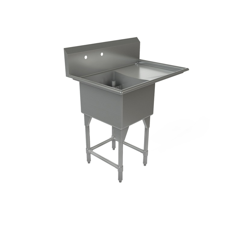 Tarrison Single Compartment Corner Drain Sink, Right Drain Board